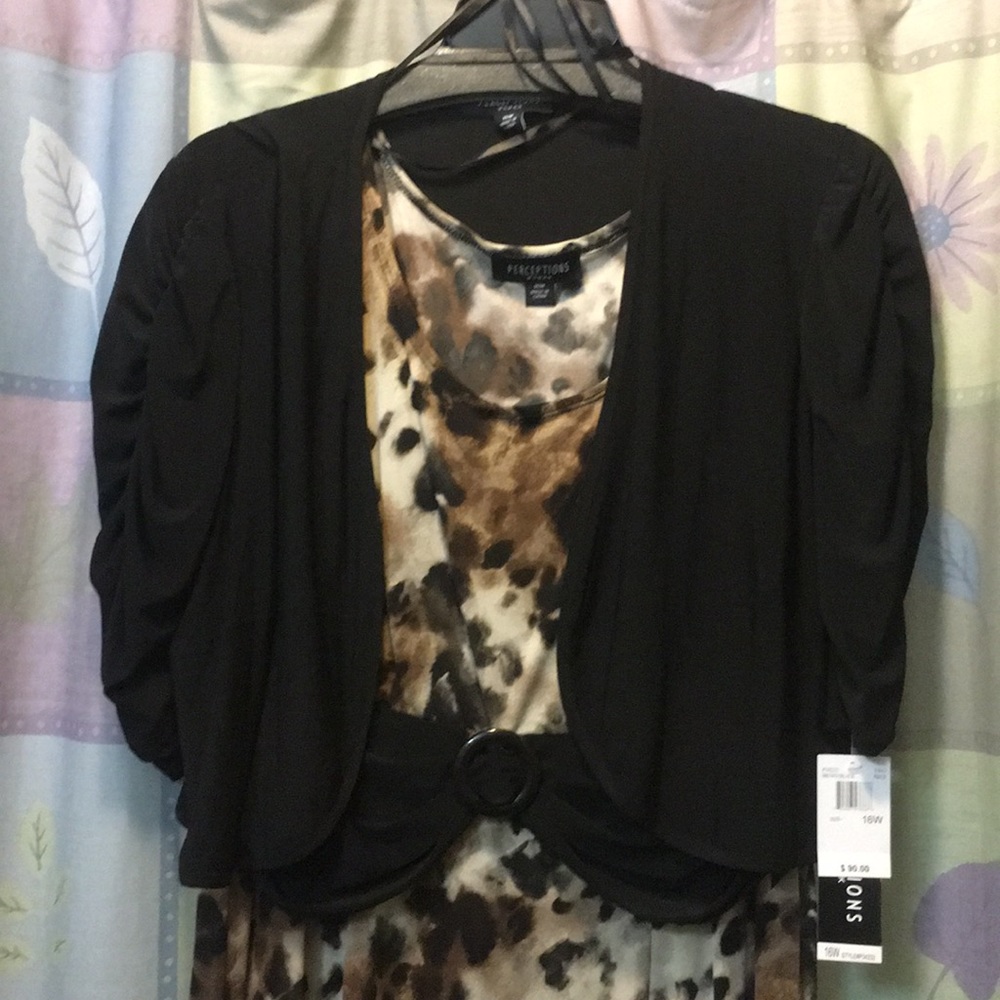 Sleeveless A line dress with gathered slv jacket